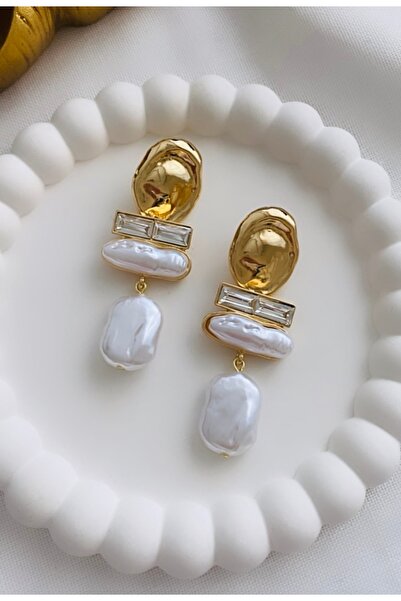 VNS Accessories حلق اللؤلؤ الباروكي