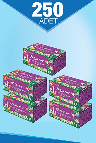 Zigavus 250 Adet Cerrahi Karışık Desenli Çocuk Maskesi, 3 Katlı Burun Telli, ...