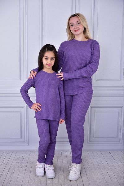 BUUFUU Seasonal Mother Girl Cotton Long Sleeve Chain Braided Top and Bottom Set
