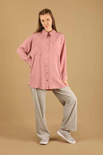 ZÜLAYS Oversize Gömlek Pudra