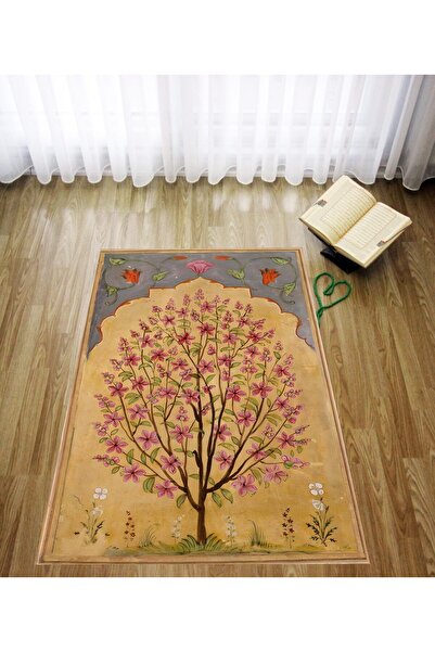 Pelangi سجادة صلاة مخملية بنمط شجرة مطبوعة رقمية وقابلة للغسل ومضادة للانزلاق