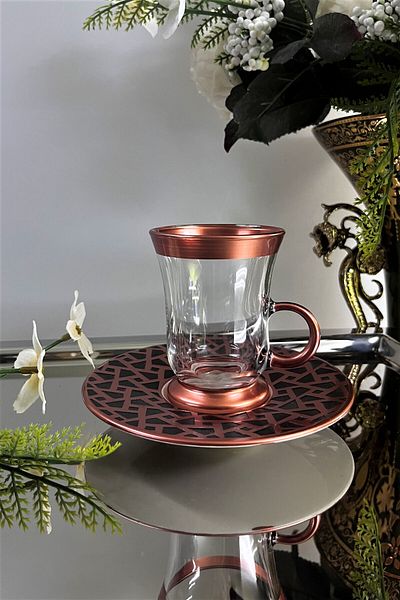 DECOSTYLE Carving Art Finishing Technical Copper Black Embroidered 12 Piece Glass Set