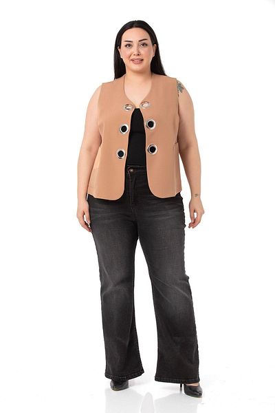 DISENTIS MODEST Large Size Big Eyelet Detailed Mink Vest