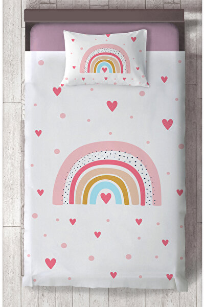 Generic Brand Baby and Children's Room Rainbow and Heart Patterned Bedspread