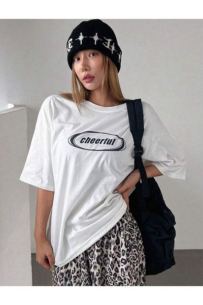 AFROGİYİM Unisex Cheerful Digital Printed Oversize T-shirt