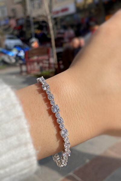 Erer Gümüş Gümüş su yolu bileklik 5-4-3mm taşlı bileklik dy56563es3