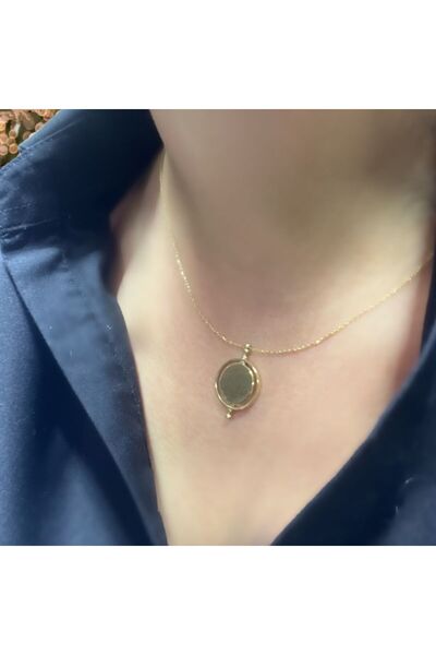 byBurak GOLD 14 Ayar Çift Taraflı Dönen Madalyon Kolye – KLY0880