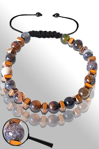 Tesbih Atölyesi Certified Rose Hematite 6 Mm Natural Indian Agate Stone Bracelet - Adjustable