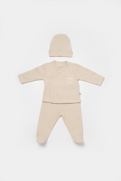 Biorganic Waflle Smile 3 Piece Newborn Bodysuit Set