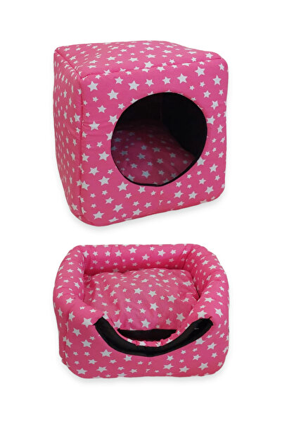 Patiderm Three Function Cat Dog Closed Square Sponge Bed - Pink