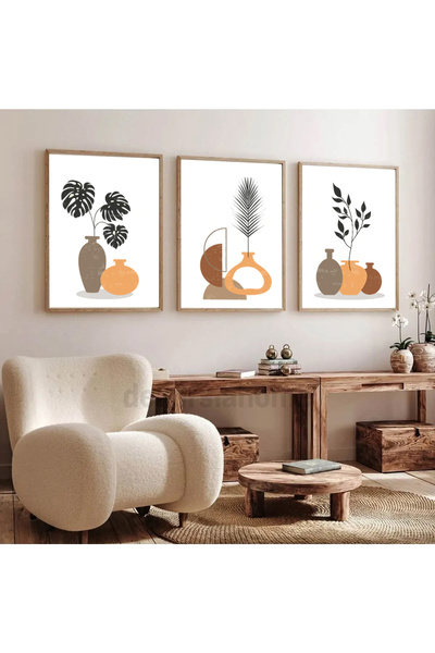 Dekorsiahome Set de pictură cu ramă din lemn TropicalBoho