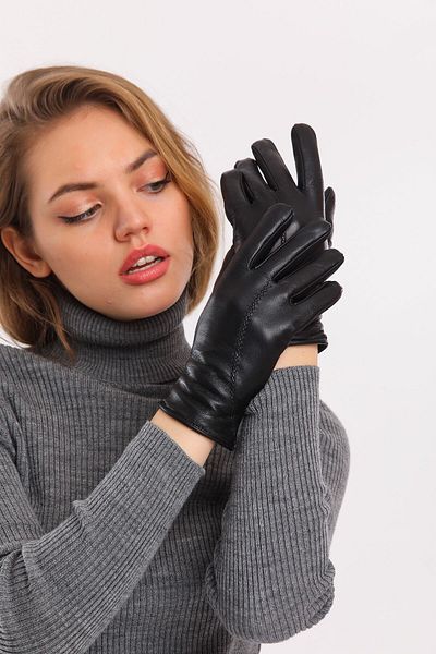 fubileather Mănuși negre de damă din piele naturală