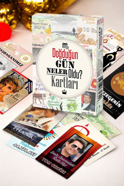 hediyemen Kişiye Özel Doğum Günü Kartları - Doğduğun Gün Neler Oldu 50 adet Kart