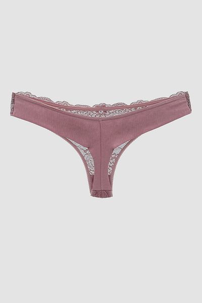 MİSTİRİK Table Model Semi Lace Pastel Pink Thong Panties with Stretchy and Soft Fabric