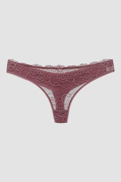 MİSTİRİK Table Model Semi Lace Pastel Pink Thong Panties with Stretchy and Soft Fabric
