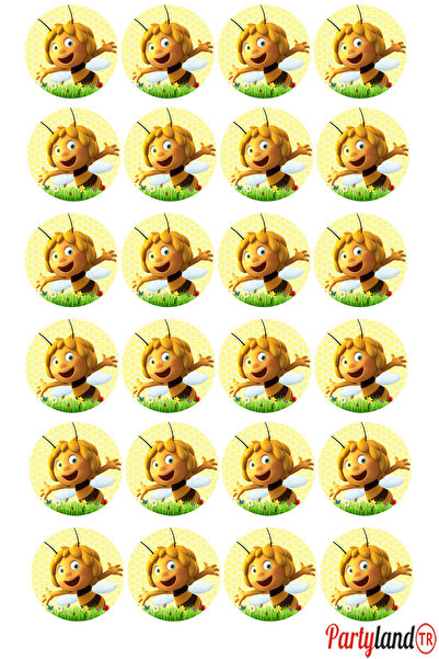 PartylandTR Arı Maya 5 cm. Yapışkanlı Yuvarlak Etiket - Sticker 24 Adet