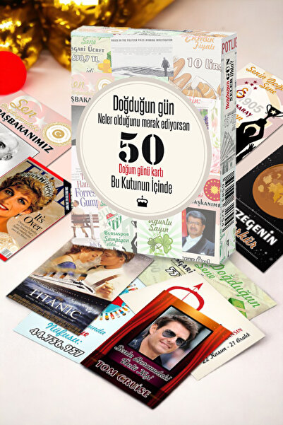 hediyemen Kişiye Özel Doğum Günü Kartları - Doğduğun Gün Neler Oldu 50 adet Kart