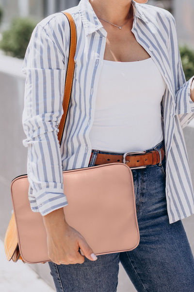 SECREX 10 - 11 Inç  Uyumlu Ipad ve Tablet Çantası Vegan Deri Tablet Kılıfı Pudra