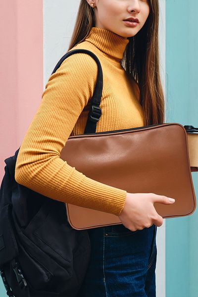 SECREX Чанта за лаптоп и Macbook 13-14 инча, веган, кафява