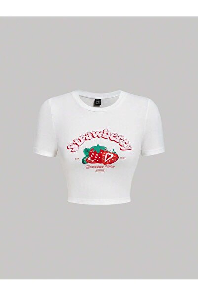 Jose Clothing Γυναικεία μπλούζα με κοντομάνικη στάμπα σε λευκό χρώμα