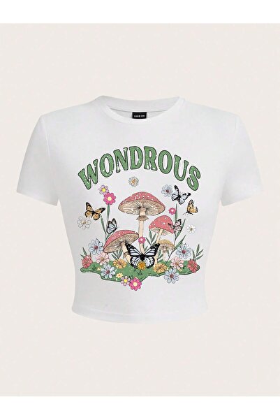 Jose Clothing Γυναικεία μπλούζα με κοντομάνικη στάμπα σε λευκό χρώμα