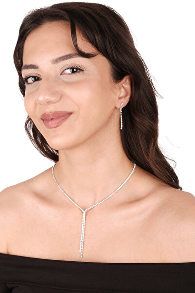 Hayalperest boncuk Zarif Su Yolu Kristal Taşlı Abiye Kolye Ve Küpe Seti Özel ...