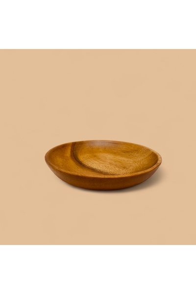 ELZEY HOME Natural Acacia 2 Pieces Appetizer & Serving Plate 15 cm