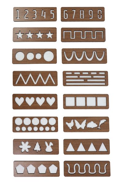 kutuTR Notpa Children's Montessori Hand Muscle Development and Line, Number and Shape Works 16 Pieces Walnut