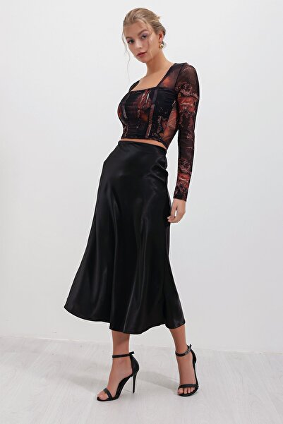 HAKKE Fustă a - line midi Satin