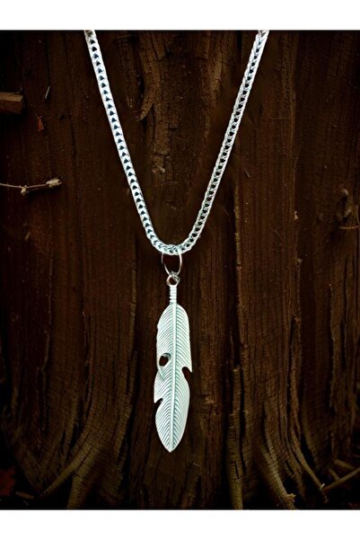 whocares قلادة للجنسين مع سلسلة ريشة رمز جودة أنيقة فضية اللون