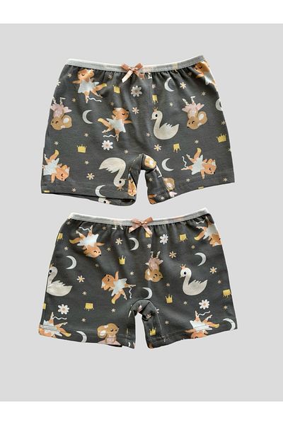 elmas kids Girl's Cotton Swan Patterned 2-pack Boxer