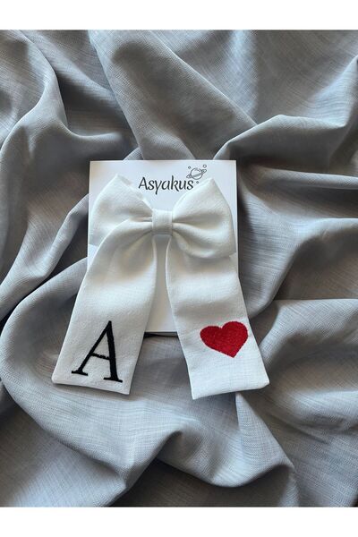 asyakuş إبزيم أوتوماتيكي بفيونكة مطرزة على شكل قلب وحروف