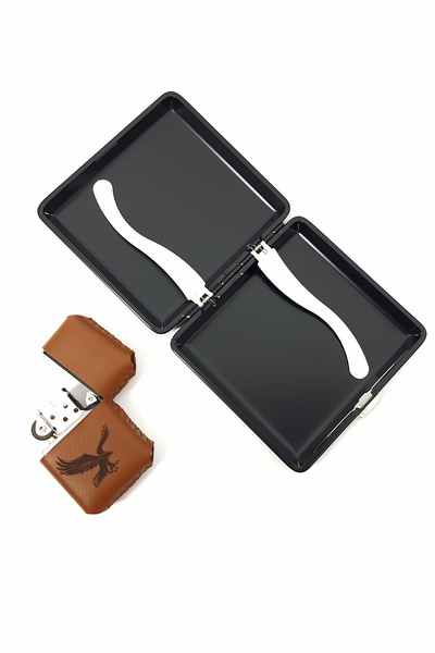 SürLaz El Yapımı Deri Kılıflı Benzinli Çakmak İsme Özel & Ergonomik Tabaka 2'li Set