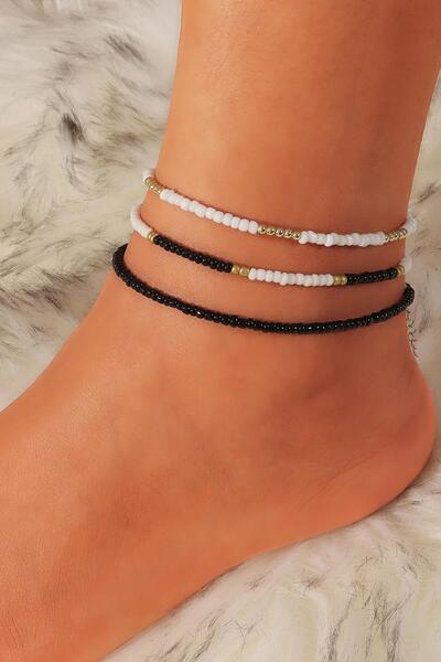 New Obsessions Sand Beaded Anklet 3 Pack