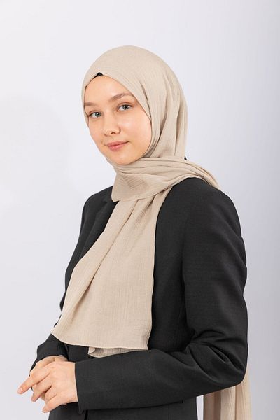 hijabchi Φυσικό Σάλι Κρεπ - Αμύγδαλο