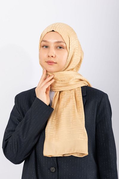 hijabchi Εισαγόμενο Silky Jacquard Geometric - Χρυσό
