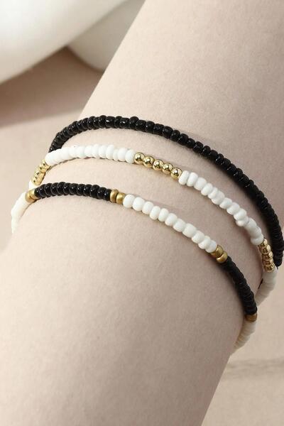 New Obsessions Sand Beaded Anklet 3 Pack