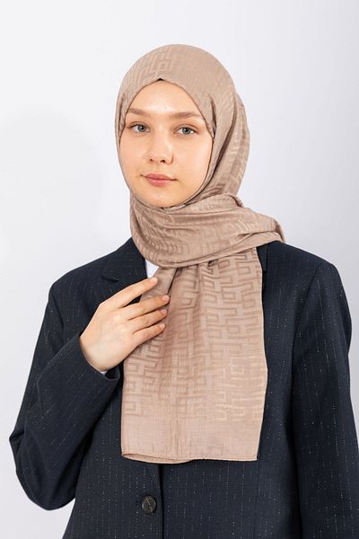 hijabchi Εισαγόμενος Σατέν Ζακάρ Γεωμετρικό - Βίζον