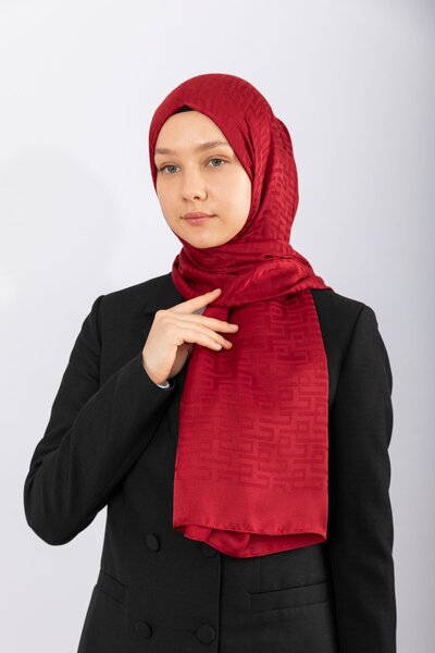 hijabchi Імпортний шовковий жакард Геометричний - бордовий