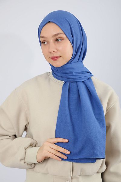 hijabchi Şal din bumbac - Albastru Denim