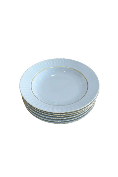 FAYA HOME Güral Porcelain Mother of Pearl Gilded 19 cm Pit Dinner Plate - 12 Pieces