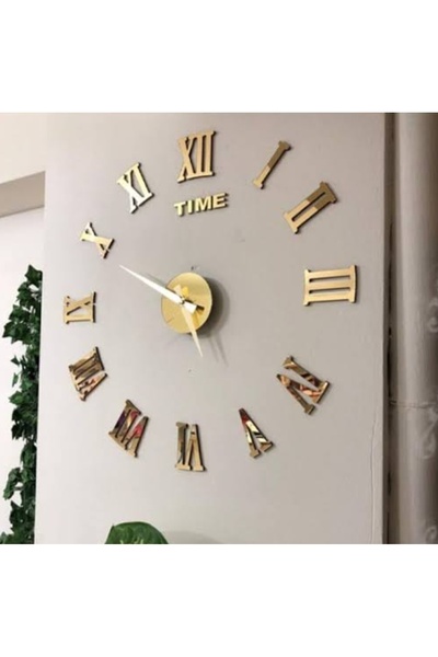 NİSANEST Dekoratif 3d Duvar Saati Pleksi Roma Rakamlı Büyük Boy Şık ve Modern