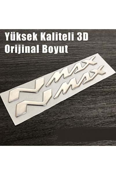 YSGMOTOPARTS Nmax 125/155 2015-2023 Nmax Logo Amblem Sticker 3d Gümüş Gri Renk