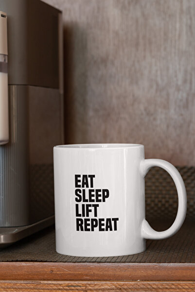 qoeuyl boutique Eat Sleep Lift Repeat Printed Mug