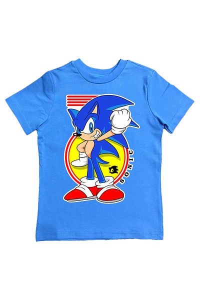 Sonic tricou copii vara din bumbac imprimat din stofa pieptanata