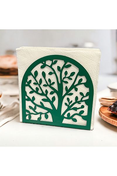 decorelax Tree of Life Themed Green Metal Napkin Holder