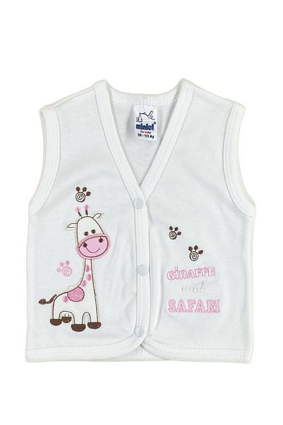 baby kids colors Unisex Baby Giraffe Embroidered Organic Cotton 3-6-9 Months Combed Cotton Baby Vest - Yellow