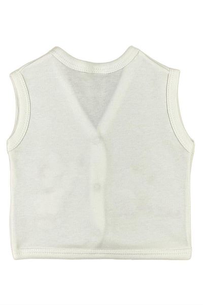 baby kids colors Baby Girl Teddy Bear Embroidered Organic Cotton 3-6-9 Months Combed Cotton Baby Vest - Ecru