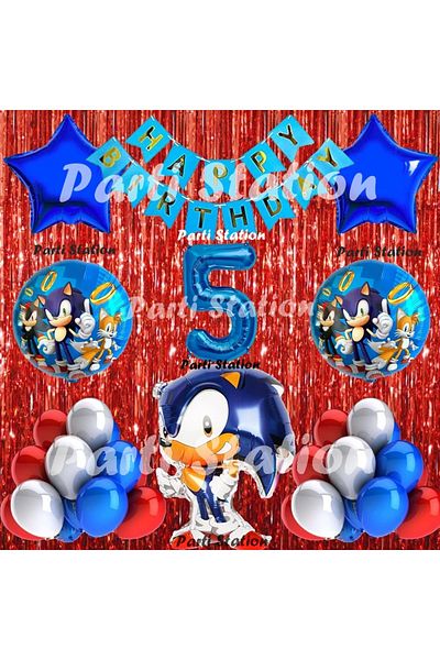 Parti Station Fox Sonic Balloon Set 5 Years Old Fox Sonic Concept Birthday Party Navy Blue Numeral Balloon Set