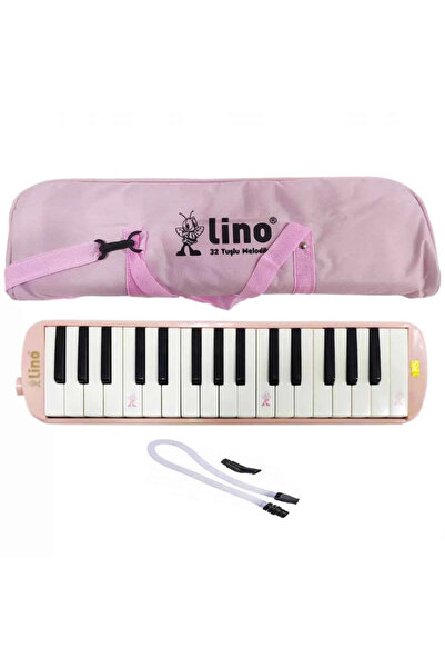 NW NessiWorld لينو 32 مفتاح ميلوديكا مع حقيبة قماش باللون الوردي الباستيل